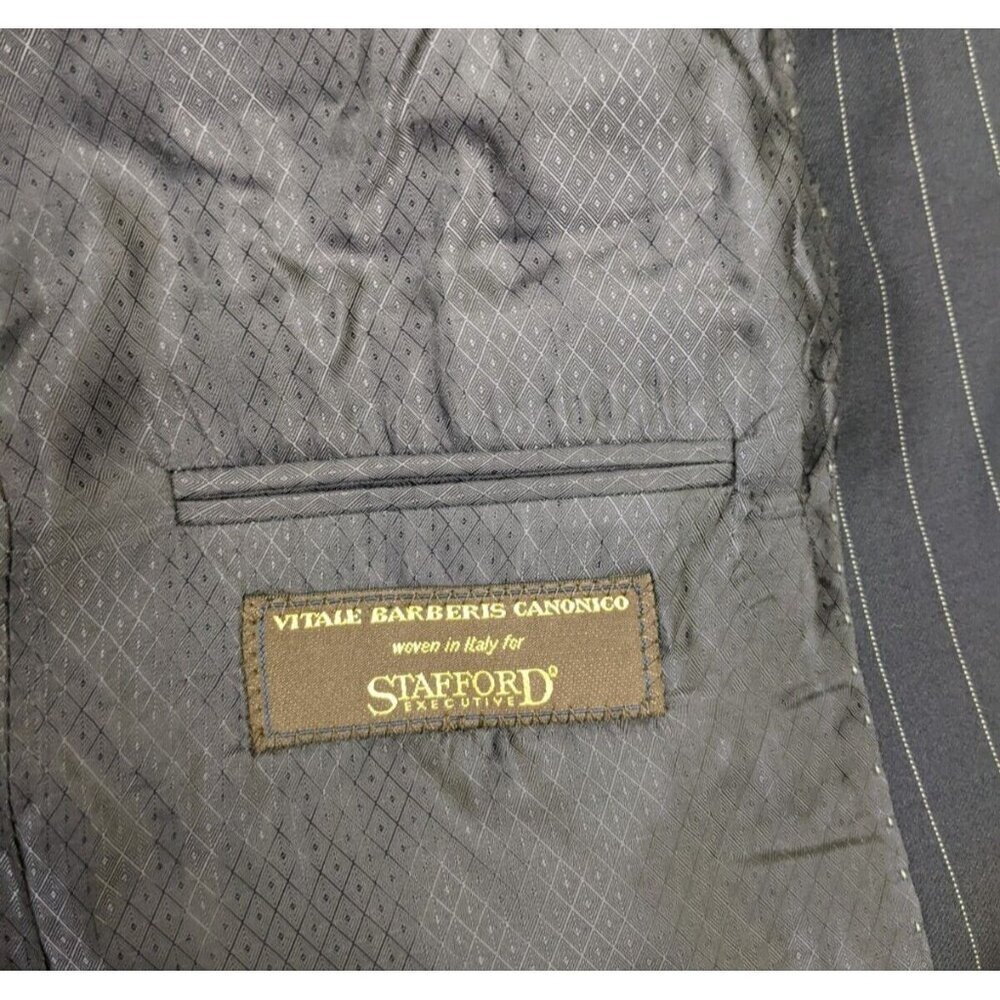 STAFFORD EXECUTIVE - MEN'S BLUE PINSTRIPE BLAZER JACKET SPORT COAT - SIZE 40R - Picture 8 of 12